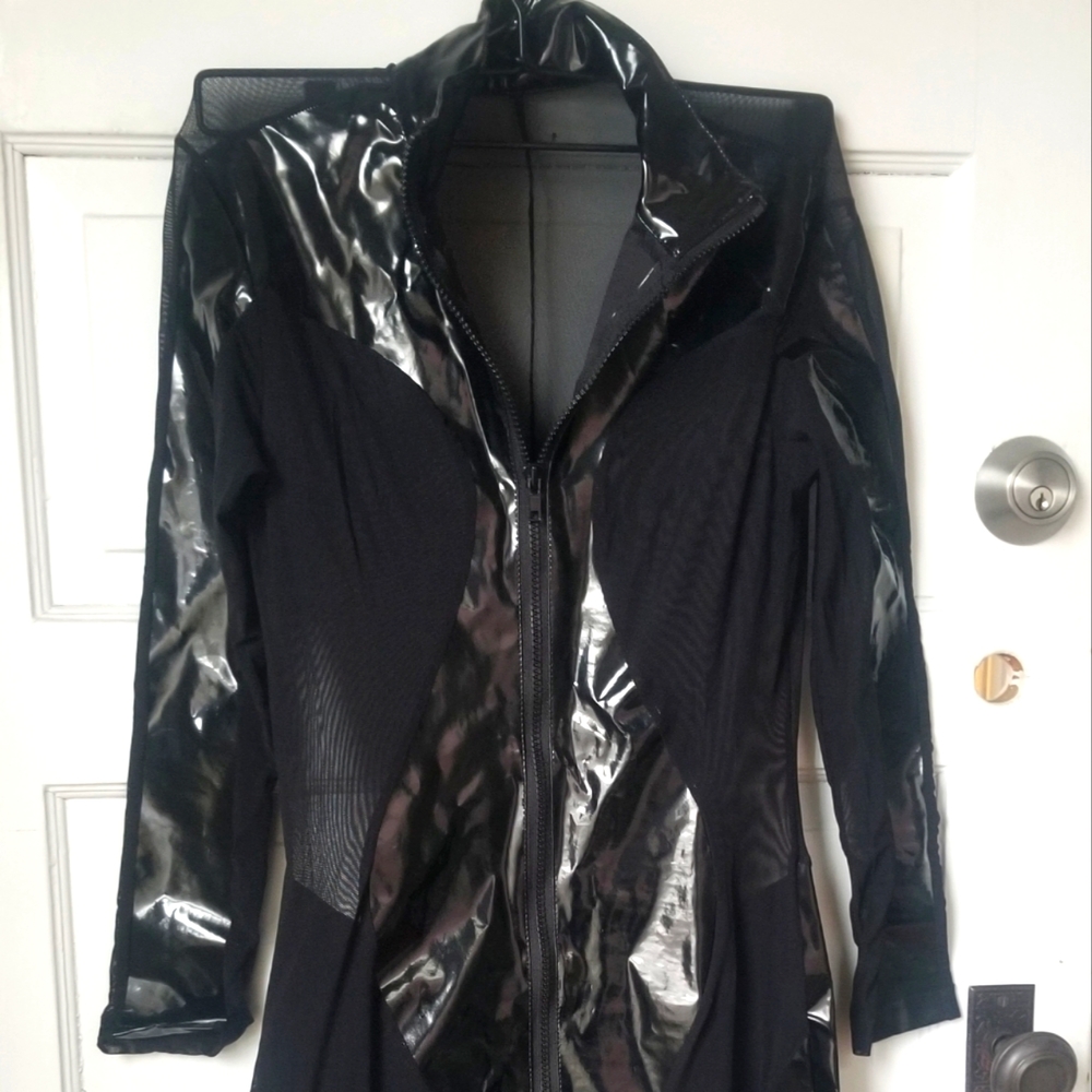Sexy catsuit pvc and sheer